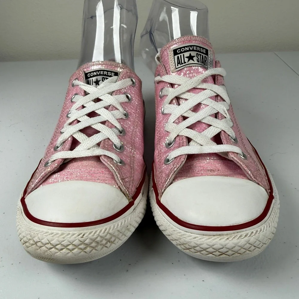 Converse Kids Size 5 Chuck Taylor All Star Pink Glitter Sparkly Low Top Sneakers